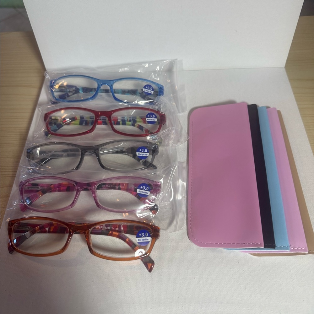 Chic Women's Glasses Collection - Blue, Red, Black, Pink, Brown +3.0